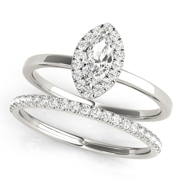 Marquise Halo Solitaire Diamond Engagement Ring - Elgrissy Diamonds
