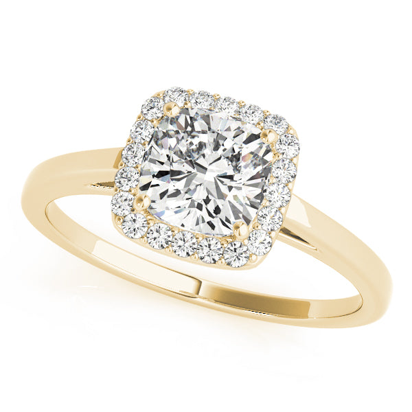 Simple Halo Cushion Cathedral Engagement Ring - Elgrissy Diamonds