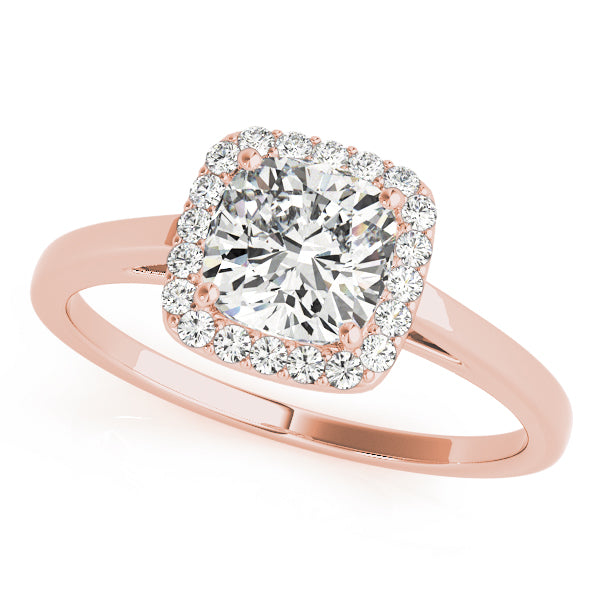 Simple Halo Cushion Cathedral Engagement Ring - Elgrissy Diamonds