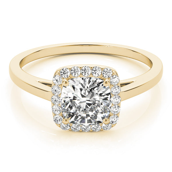 Simple Halo Cushion Cathedral Engagement Ring - Elgrissy Diamonds
