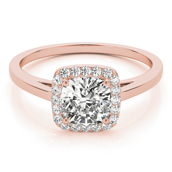 Simple Halo Cushion Cathedral Engagement Ring - Elgrissy Diamonds