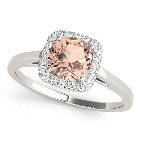 Simple Halo Cushion Cathedral Engagement Ring - Elgrissy Diamonds
