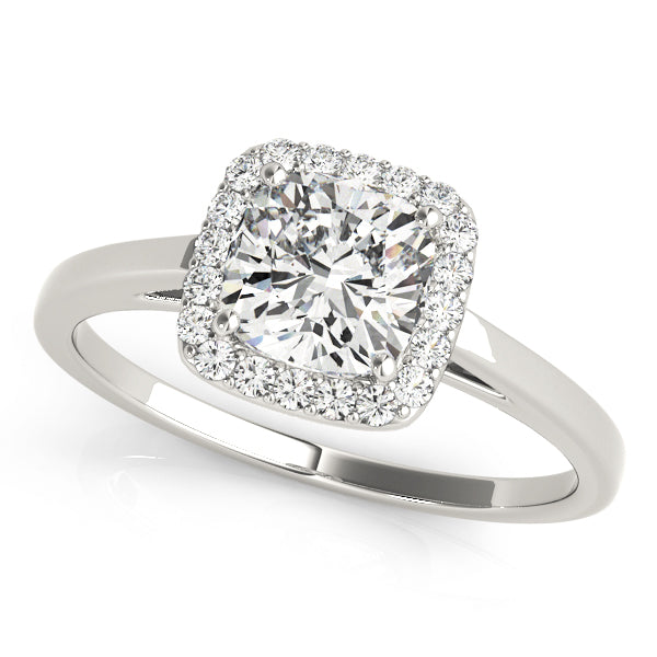 Simple Halo Cushion Cathedral Engagement Ring - Elgrissy Diamonds