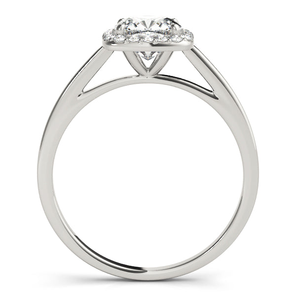Simple Halo Cushion Cathedral Engagement Ring - Elgrissy Diamonds