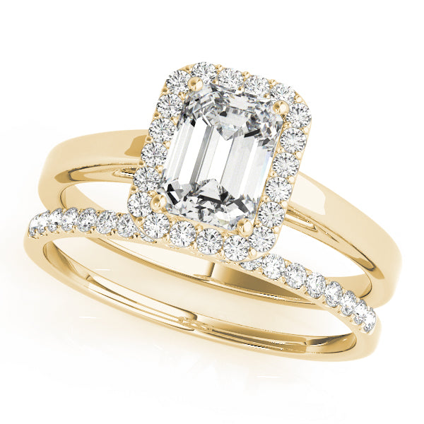 Halo Cathedral Emerald Cut Engagement Ring - Elgrissy Diamonds