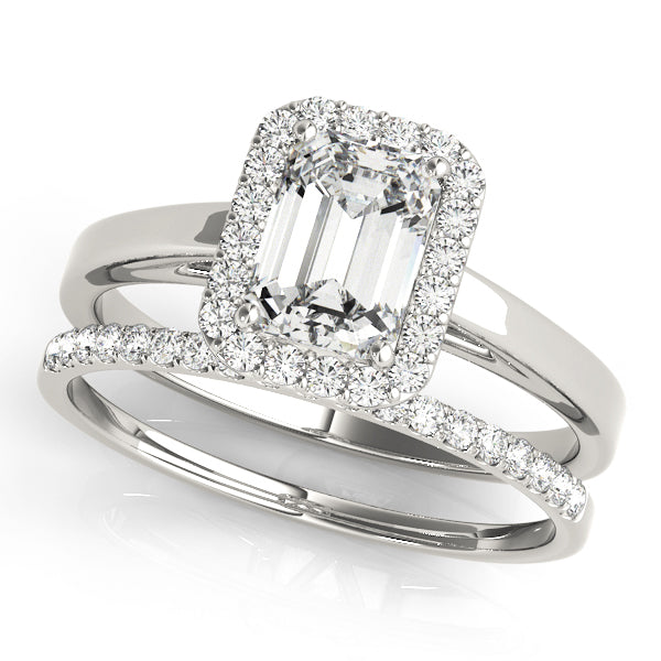 Halo Cathedral Emerald Cut Engagement Ring - Elgrissy Diamonds