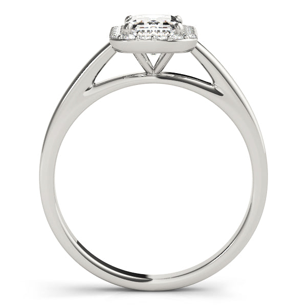 Halo Cathedral Emerald Cut Engagement Ring - Elgrissy Diamonds