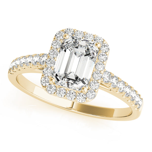 Halo Cathedral Pavé Emerald Cut Engagement Ring - Elgrissy Diamonds