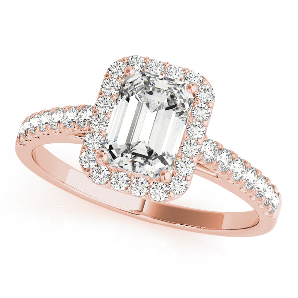 Halo Cathedral Pavé Emerald Cut Engagement Ring - Elgrissy Diamonds