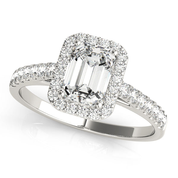 Halo Cathedral Pavé Emerald Cut Engagement Ring - Elgrissy Diamonds