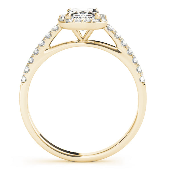 Halo Cathedral Pavé Emerald Cut Engagement Ring - Elgrissy Diamonds