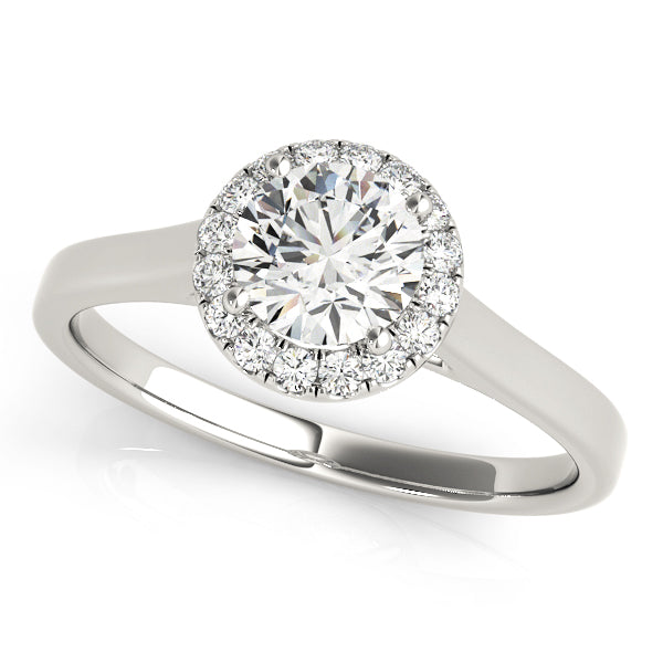Simple Tapered Cathedral with Hidden Halo Round Engagement Ring - Elgrissy Diamonds