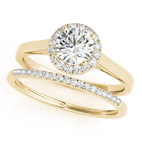 Simple Tapered Cathedral with Hidden Halo Round Engagement Ring - Elgrissy Diamonds