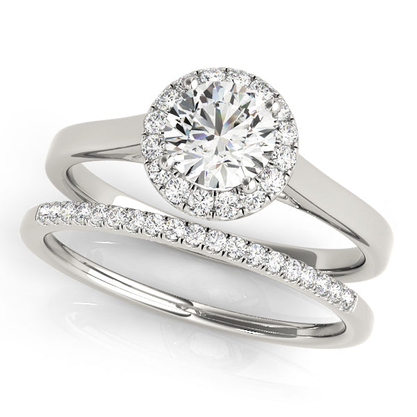 Simple Tapered Cathedral with Hidden Halo Round Engagement Ring - Elgrissy Diamonds