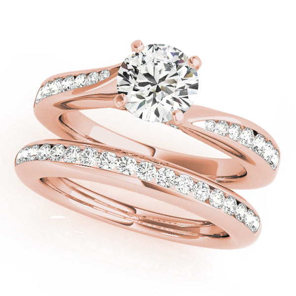 Tension Channel Set with Wrapped Pavé Round Engagement Ring - Elgrissy Diamonds