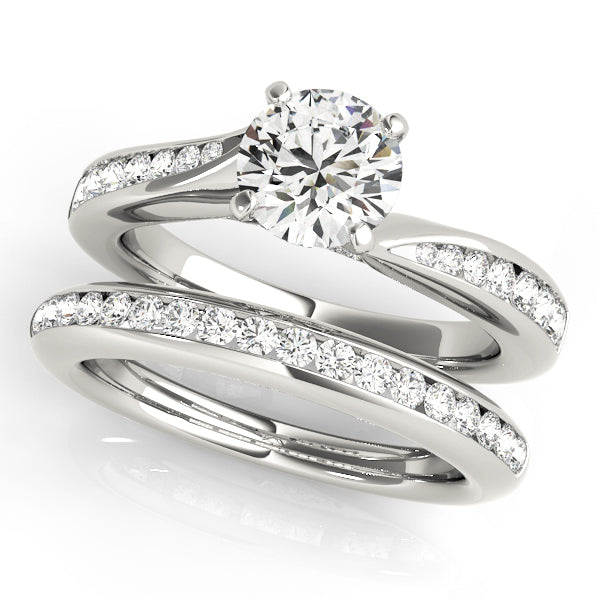 Tension Channel Set with Wrapped Pavé Round Engagement Ring - Elgrissy Diamonds