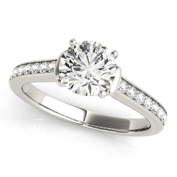 Channel Set with One Hidden Halo Round Engagement Ring - Elgrissy Diamonds