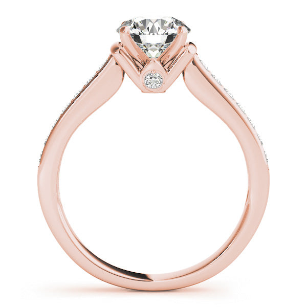 Channel Set with One Hidden Halo Round Engagement Ring - Elgrissy Diamonds