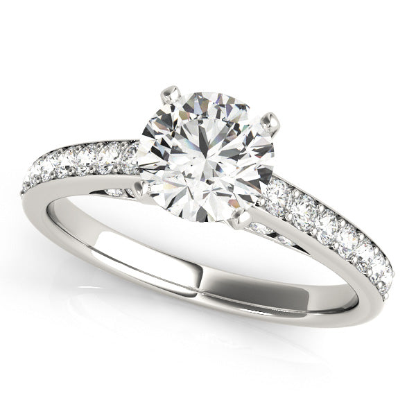 Pavé Wrapped Cathedral Round Diamond Engagement Ring - Elgrissy Diamonds