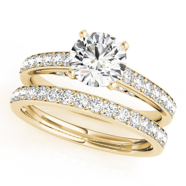 Pavé Wrapped Cathedral Round Diamond Engagement Ring - Elgrissy Diamonds