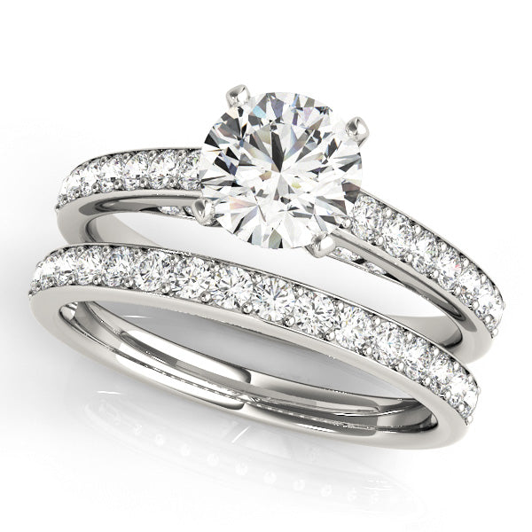 Pavé Wrapped Cathedral Round Diamond Engagement Ring - Elgrissy Diamonds