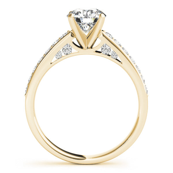 Pavé Wrapped Cathedral Round Diamond Engagement Ring - Elgrissy Diamonds