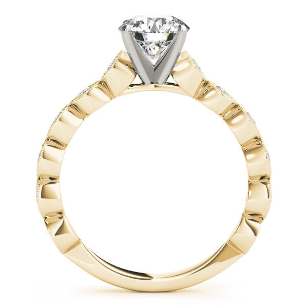 Round Diamond Centre with Milgrain Marquise Band Round Engagement Ring - Elgrissy Diamonds