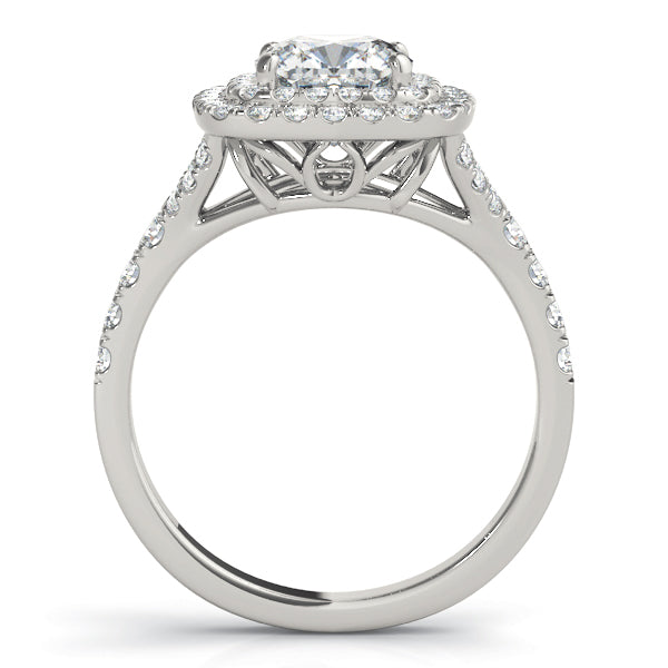 Lotus Double Halo Cushion Split Shank Pavé Engagement Ring - Elgrissy Diamonds