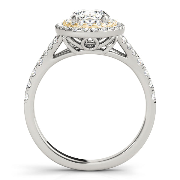 Double Halo Split Shank Pavé Oval Engagement Ring - Elgrissy Diamonds