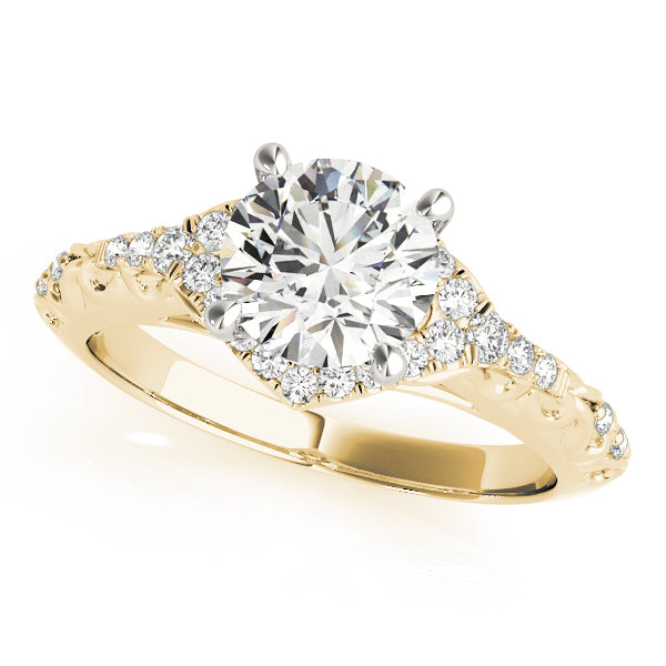 Vintage Floating Halo Round Engagement Ring - Elgrissy Diamonds