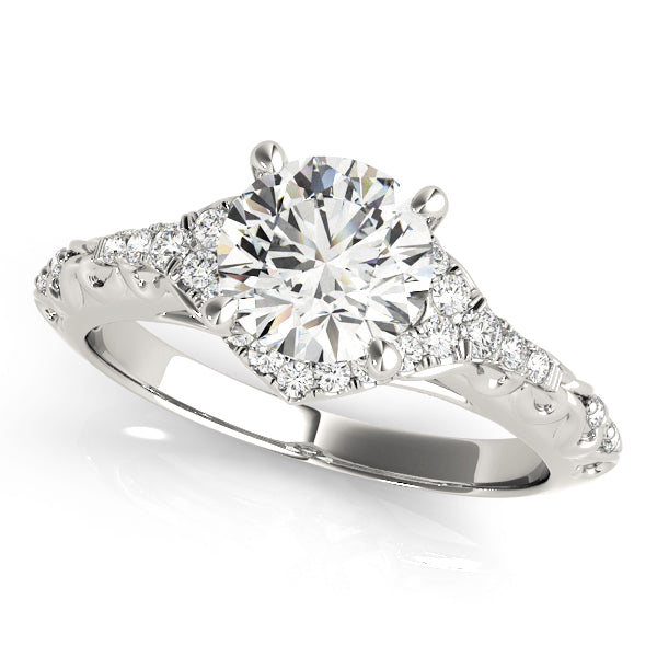 Vintage Floating Halo Round Engagement Ring - Elgrissy Diamonds