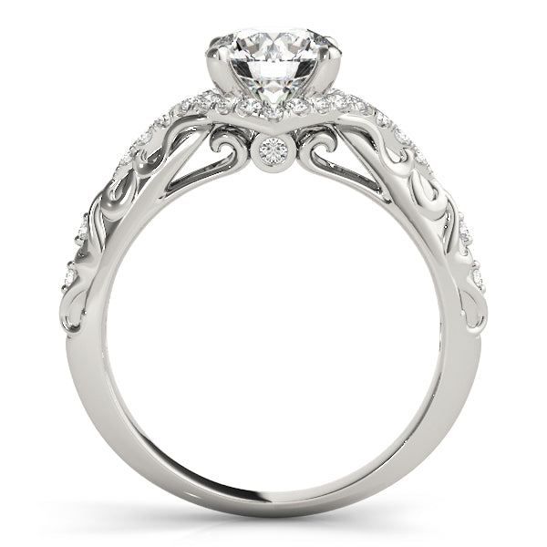 Vintage Floating Halo Round Engagement Ring - Elgrissy Diamonds