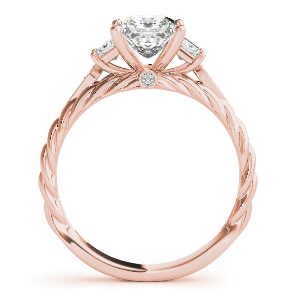 Twisted Rope Three Stones Pekkaboo Princess Cut Engagement Ring - Elgrissy Diamonds