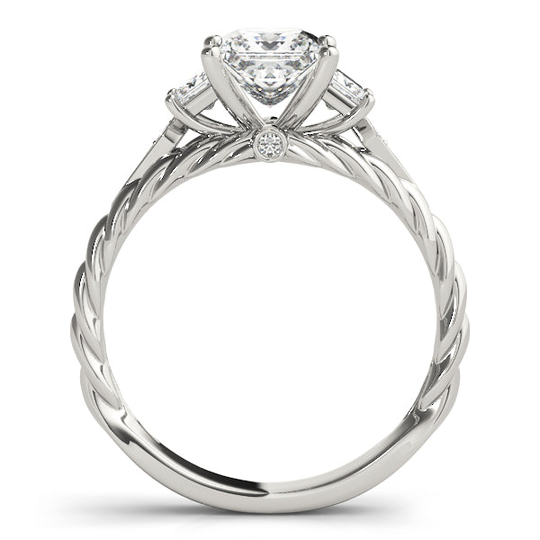 Twisted Rope Three Stones Pekkaboo Princess Cut Engagement Ring - Elgrissy Diamonds