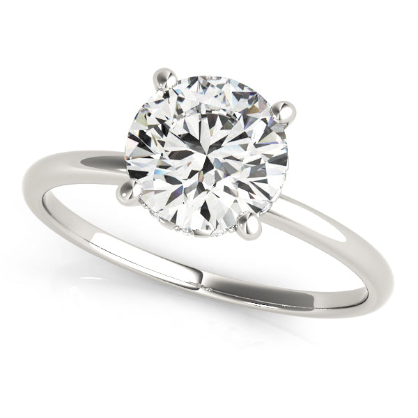 Knife Edge Hidden Halo Round Engagement Ring - Elgrissy Diamonds