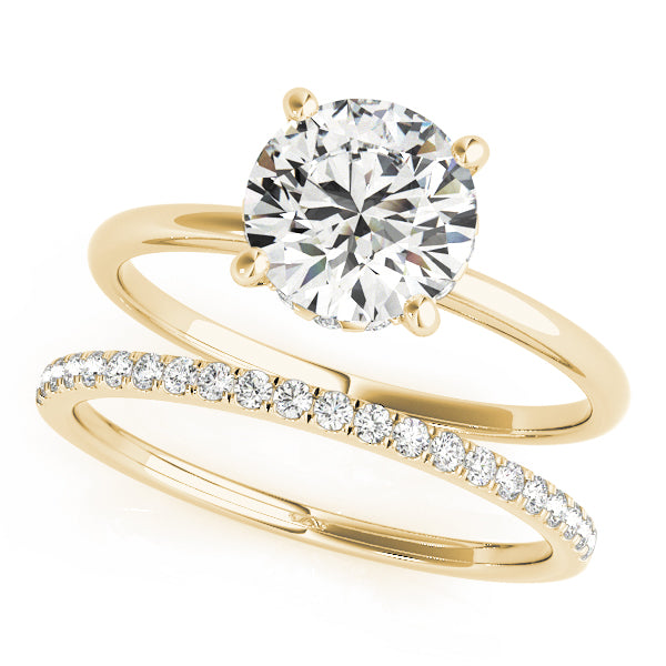 Knife Edge Hidden Halo Round Engagement Ring - Elgrissy Diamonds
