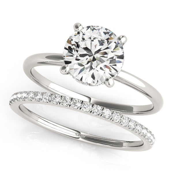 Knife Edge Hidden Halo Round Engagement Ring - Elgrissy Diamonds