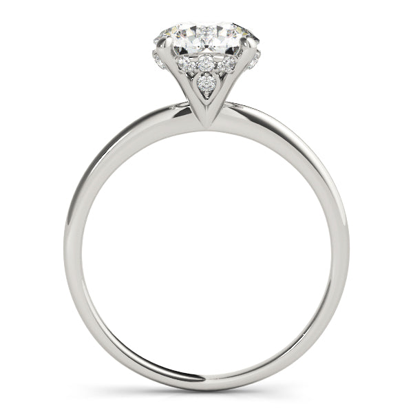 Knife Edge Hidden Halo Round Engagement Ring - Elgrissy Diamonds