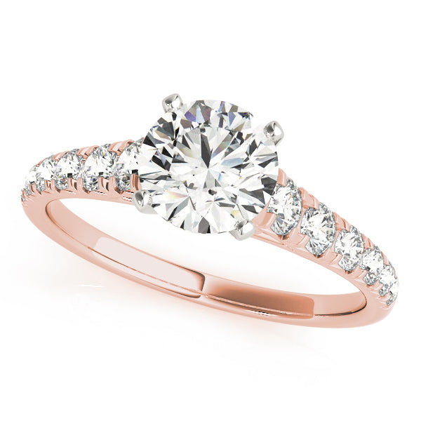 Tapered Cathedral Round Pavé Engagement Ring - Elgrissy Diamonds