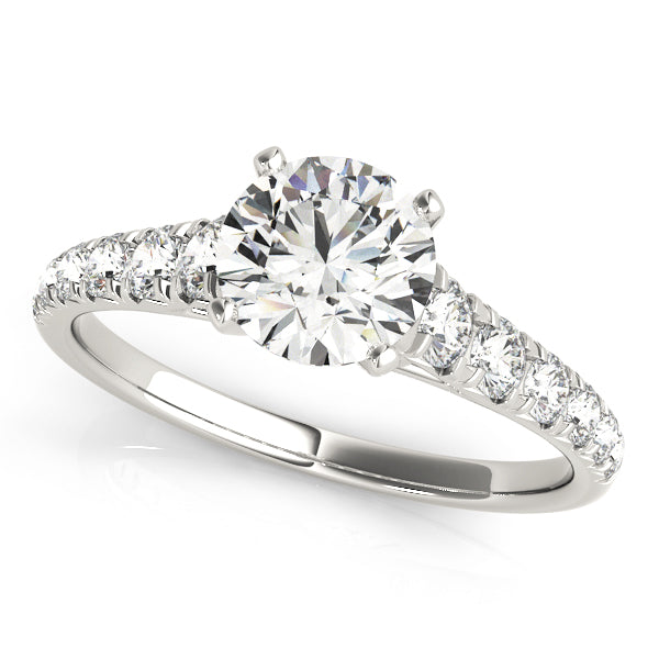 Tapered Cathedral Round Pavé Engagement Ring - Elgrissy Diamonds