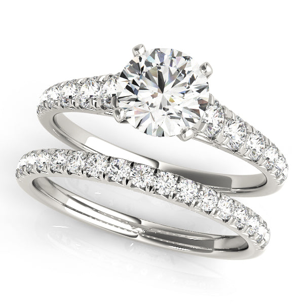 Tapered Cathedral Round Pavé Engagement Ring - Elgrissy Diamonds