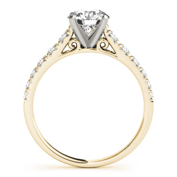 Tapered Cathedral Round Pavé Engagement Ring - Elgrissy Diamonds