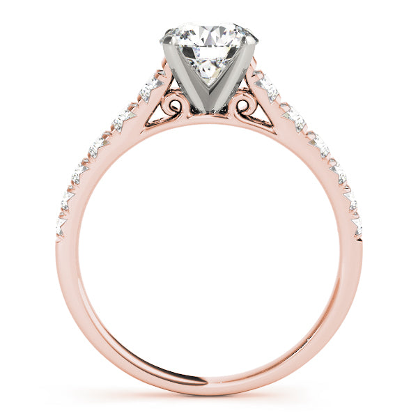 Tapered Cathedral Round Pavé Engagement Ring - Elgrissy Diamonds