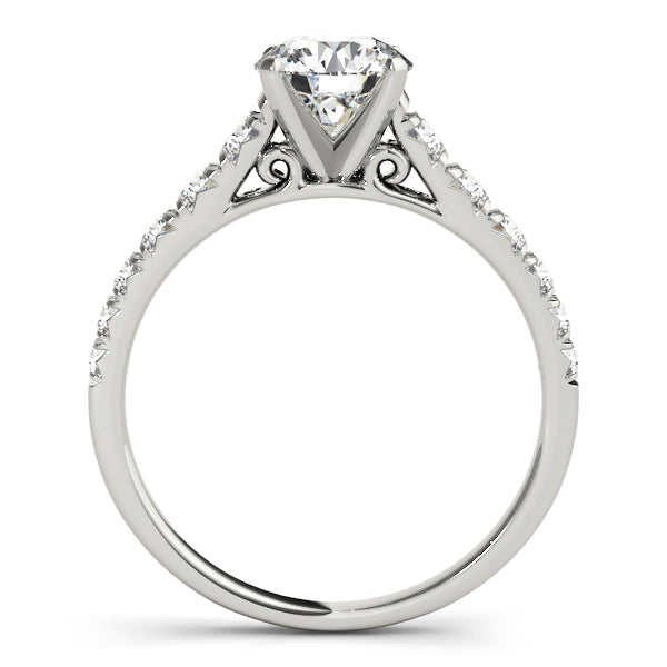 Tapered Cathedral Round Pavé Engagement Ring - Elgrissy Diamonds
