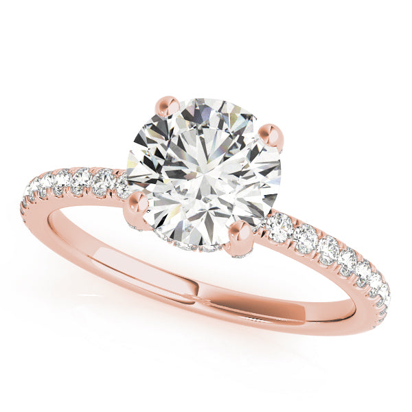 Mivro Pavé Hidden Halo Round Engagement Ring - Elgrissy Diamonds