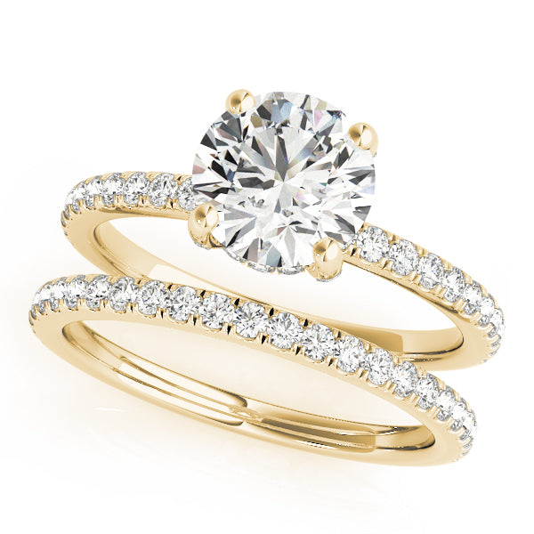 Mivro Pavé Hidden Halo Round Engagement Ring - Elgrissy Diamonds