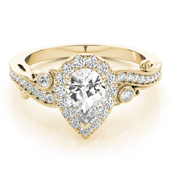 Vintage Art Deco Channel Halo Pear Shape Engagement Ring - Elgrissy Diamonds