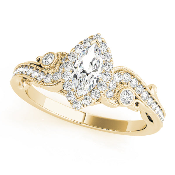 Marquise Vintage Halo Chanel Diamond Engagement Ring - Elgrissy Diamonds