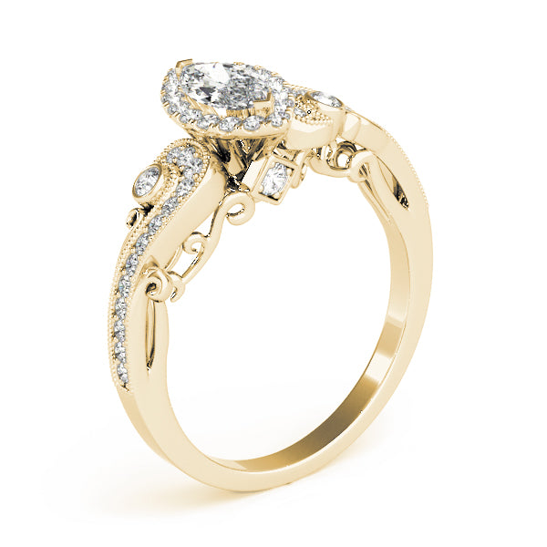 Marquise Vintage Halo Chanel Diamond Engagement Ring - Elgrissy Diamonds