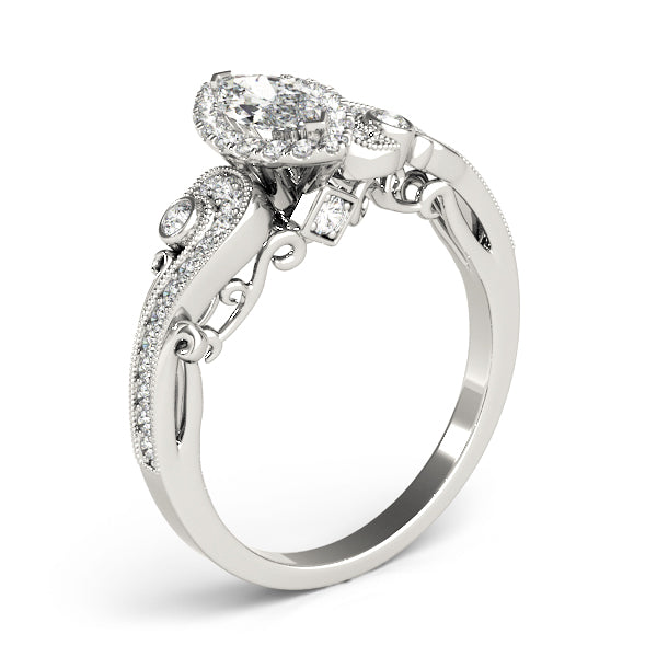 Marquise Vintage Halo Chanel Diamond Engagement Ring - Elgrissy Diamonds